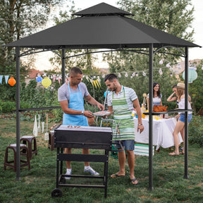 8 x 5 Feet Outdoor Grill Gazebo Patio Barbecue Canopy Tent Shelter with 2 Shelves and 5 Hooks