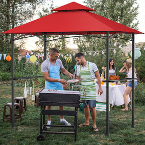 8 x 5 Feet Outdoor Grill Gazebo Patio Barbecue Canopy Tent Shelter with 2 Shelves and 5 Hooks