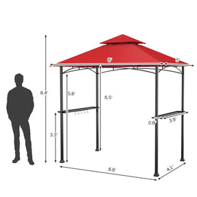 8 x 5 Feet Outdoor Grill Gazebo Patio Barbecue Canopy Tent Shelter with 2 Shelves and 5 Hooks