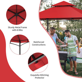 8 x 5 Feet Outdoor Grill Gazebo Patio Barbecue Canopy Tent Shelter with 2 Shelves and 5 Hooks