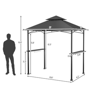8 x 5 Feet Outdoor Grill Gazebo Patio Barbecue Canopy Tent Shelter with 2 Shelves and 5 Hooks