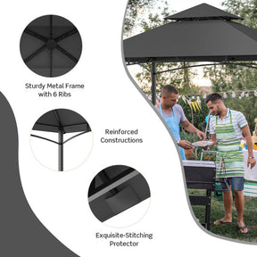8 x 5 Feet Outdoor Grill Gazebo Patio Barbecue Canopy Tent Shelter with 2 Shelves and 5 Hooks
