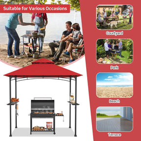 8 x 5 Feet Outdoor Grill Gazebo Patio Barbecue Canopy Tent Shelter with 2 Shelves and 5 Hooks