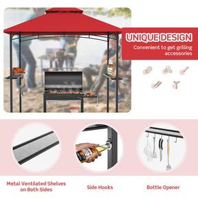 8 x 5 Feet Outdoor Grill Gazebo Patio Barbecue Canopy Tent Shelter with 2 Shelves and 5 Hooks