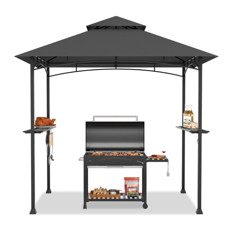 8 x 5 Feet Outdoor Grill Gazebo Patio Barbecue Canopy Tent Shelter with 2 Shelves and 5 Hooks