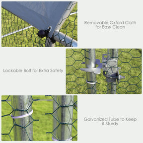 9.5 x 6.5 Feet Large Walk-In Chicken Coop Poultry Cage Outdoor Pen Hen House with Water-Resistant Cover