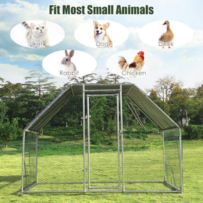 9.5 x 6.5 Feet Large Walk-In Chicken Coop Poultry Cage Outdoor Pen Hen House with Water-Resistant Cover