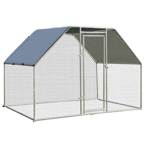 9.5 x 6.5 Feet Large Walk-In Chicken Coop Poultry Cage Outdoor Pen Hen House with Water-Resistant Cover
