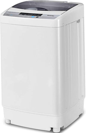 9.92 LBS Portable Full-Automatic Washing Machine 8 Water Level Compact Laundry Washer Dryer Combo with Built-in Drain Pump and LED Display
