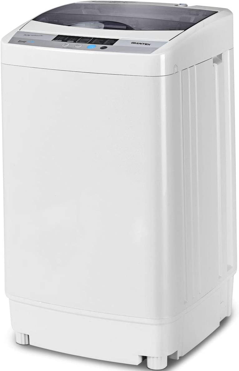 9.92 LBS Portable Full-Automatic Washing Machine 8 Water Level Compact Laundry Washer Dryer Combo with Built-in Drain Pump and LED Display