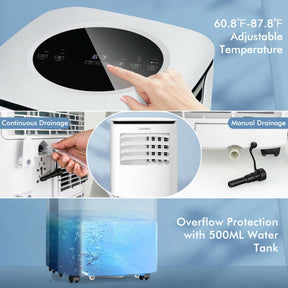 9000 BTU 3-in-1 Portable Air Conditioner AC Cooling Unit with Remote Control and LED Display