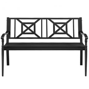 Patio Garden Bench Steel Frame Park Yard Outdoor Furniture