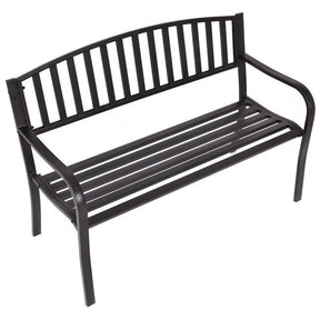 50" Steel Garden Bench Loveseats Outdoor Patio Furniture Chair with Slatted Seat