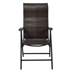 2 Pieces Patio Rattan Folding Reclining Chair