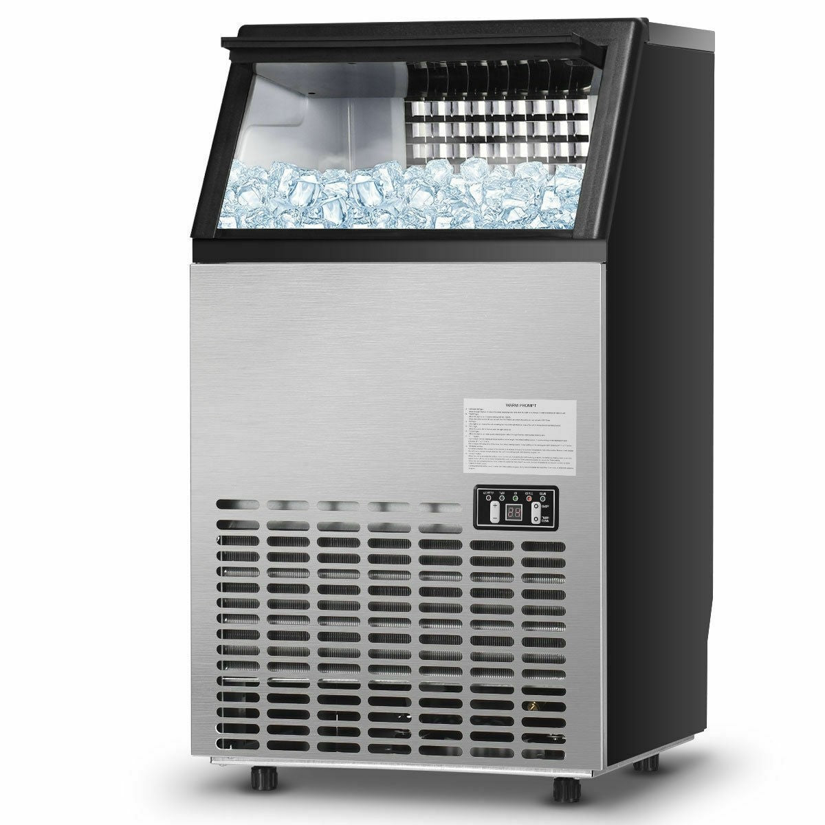 110LBS 24H Portable Built-In Stainless Steel Commercial Ice Maker Machine with Full Set of Accessories