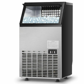 110LBS 24H Portable Built-In Stainless Steel Commercial Ice Maker Machine with Full Set of Accessories