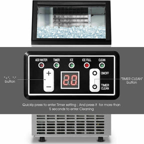 110LBS 24H Portable Built-In Stainless Steel Commercial Ice Maker Machine with Full Set of Accessories