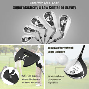Complete Golf Clubs Package Set with Free Putter & Stand Bag for Men Women