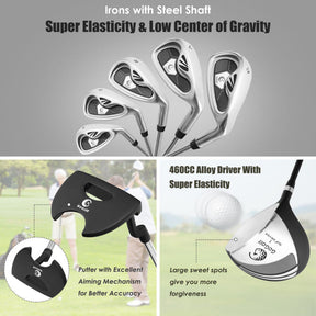 Complete Golf Clubs Package Set with Free Putter & Stand Bag for Men Women