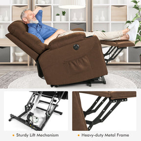 Electric Power Lift Recliner Sofa Fabric Massage Chair with Heated Vibration and Remote Control for Elderly