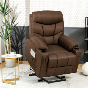 Electric Power Lift Recliner Sofa Fabric Massage Chair with Heated Vibration and Remote Control for Elderly