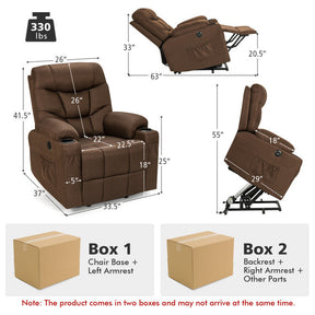 Electric Power Lift Recliner Sofa Fabric Massage Chair with Heated Vibration and Remote Control for Elderly