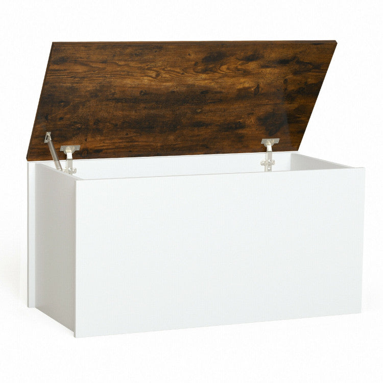 Flip-top Storage Chest Lift Top Porch Storage Bench 35.5” Deck Box with Safety Hinges Pneumatic Rod
