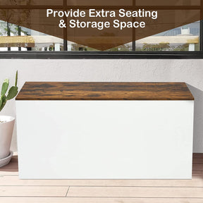 Flip-top Storage Chest Lift Top Porch Storage Bench 35.5” Deck Box with Safety Hinges Pneumatic Rod