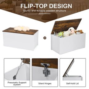Flip-top Storage Chest Lift Top Porch Storage Bench 35.5” Deck Box with Safety Hinges Pneumatic Rod