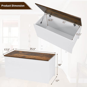 Flip-top Storage Chest Lift Top Porch Storage Bench 35.5” Deck Box with Safety Hinges Pneumatic Rod
