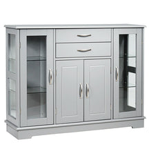 Kitchen Sideboard Buffet Server Side Storage Cabinet Dining Room Cupboard Console Table with 2 Drawers 3 Cabinets Glass Doors