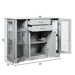 Kitchen Sideboard Buffet Server Side Storage Cabinet Dining Room Cupboard Console Table with 2 Drawers 3 Cabinets Glass Doors
