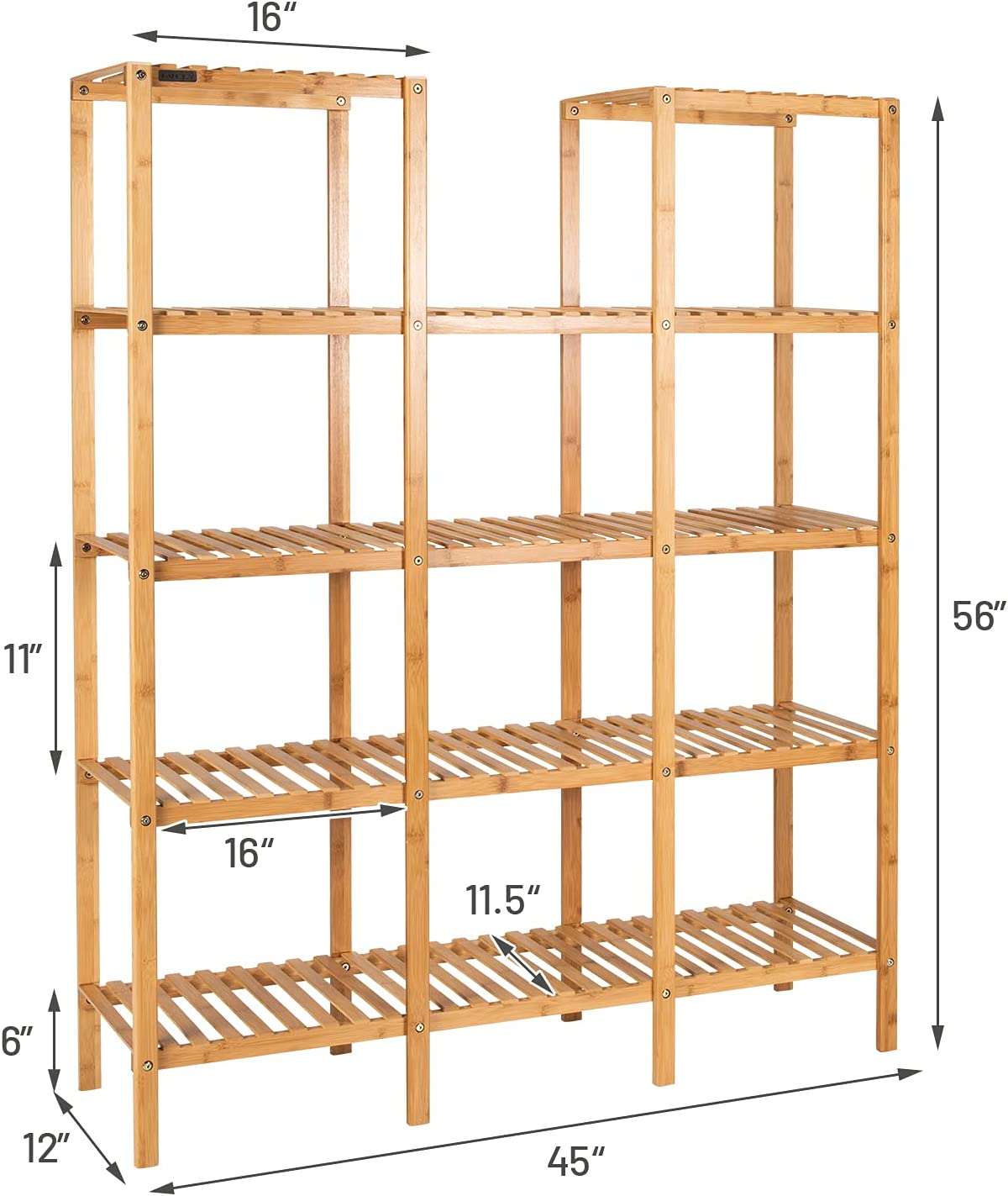 Multifunctional Plant Stand Indoor Bamboo Utility Shelf with 5-Tier Storage Organizer Rack Cube for Multiple Plants