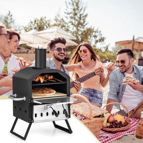 Outdoor Portable Pizza Oven Stainless Steel Multi-Fuel Pizza Maker with Foldable Legs Anti-scalding Handles