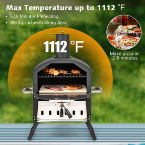Outdoor Portable Pizza Oven Stainless Steel Multi-Fuel Pizza Maker with Foldable Legs Anti-scalding Handles