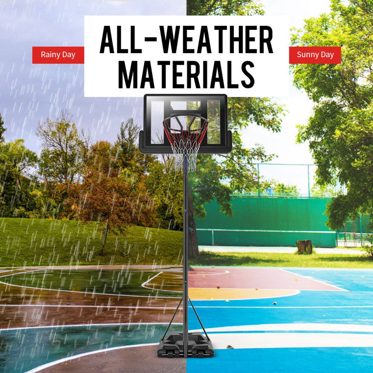 Portable Basketball Hoop Height Adjustable Shatterproof PVC Backboard with Wheels and 2 Nets