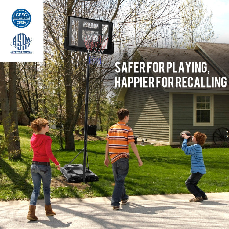 Portable Basketball Hoop Height Adjustable Shatterproof PVC Backboard with Wheels and 2 Nets
