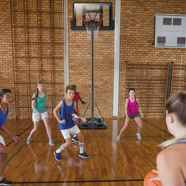 Portable Basketball Hoop Height Adjustable Shatterproof PVC Backboard with Wheels and 2 Nets