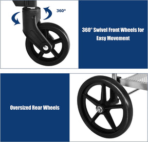 Portable Jumbo Double Basket Utility Grocery Cart Heavy Duty Folding Shopping Cart with 360° Rolling Swivel Wheels