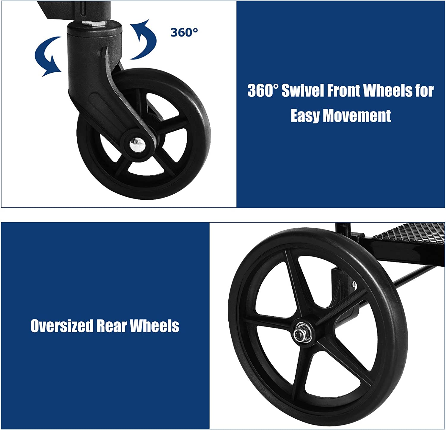 Portable Jumbo Double Basket Utility Grocery Cart Heavy Duty Folding Shopping Cart with 360° Rolling Swivel Wheels