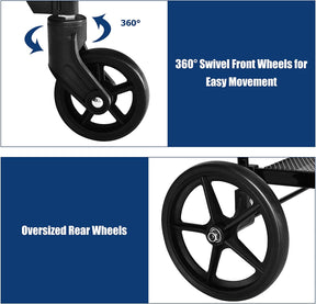Portable Jumbo Double Basket Utility Grocery Cart Heavy Duty Folding Shopping Cart with 360° Rolling Swivel Wheels