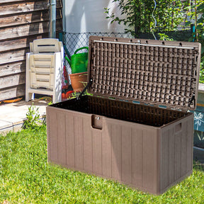 105 Gallon Outdoor Storage Deck Box Weather Resistant Storage Container with Lockable Cover