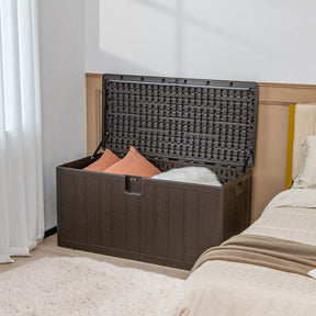 105 Gallon Outdoor Storage Deck Box Weather Resistant Storage Container with Lockable Cover