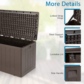 105 Gallon Outdoor Storage Deck Box Weather Resistant Storage Container with Lockable Cover