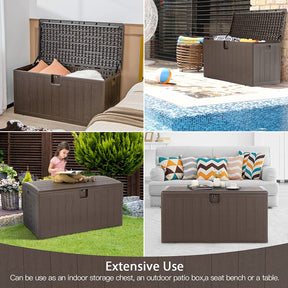 105 Gallon Outdoor Storage Deck Box Weather Resistant Storage Container with Lockable Cover