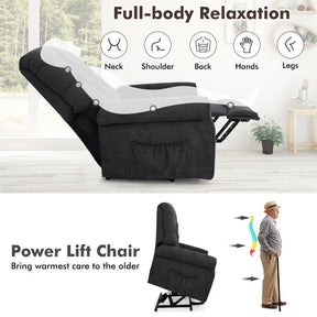 Power Lift Chair Electric Recliner Sofa with Adjustable Backrest Footrest and Side Pocket for Elderly