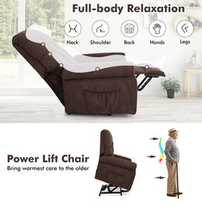Power Lift Chair Electric Recliner Sofa with Adjustable Backrest Footrest and Side Pocket for Elderly