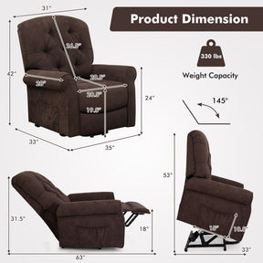 Power Lift Chair Electric Recliner Sofa with Adjustable Backrest Footrest and Side Pocket for Elderly