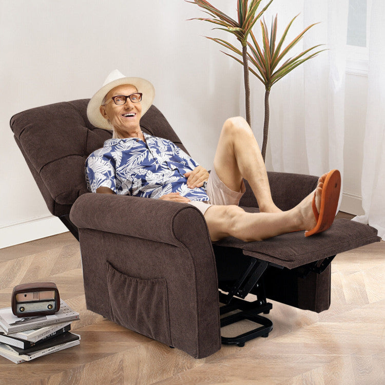 Power Lift Chair Electric Recliner Sofa with Adjustable Backrest Footrest and Side Pocket for Elderly
