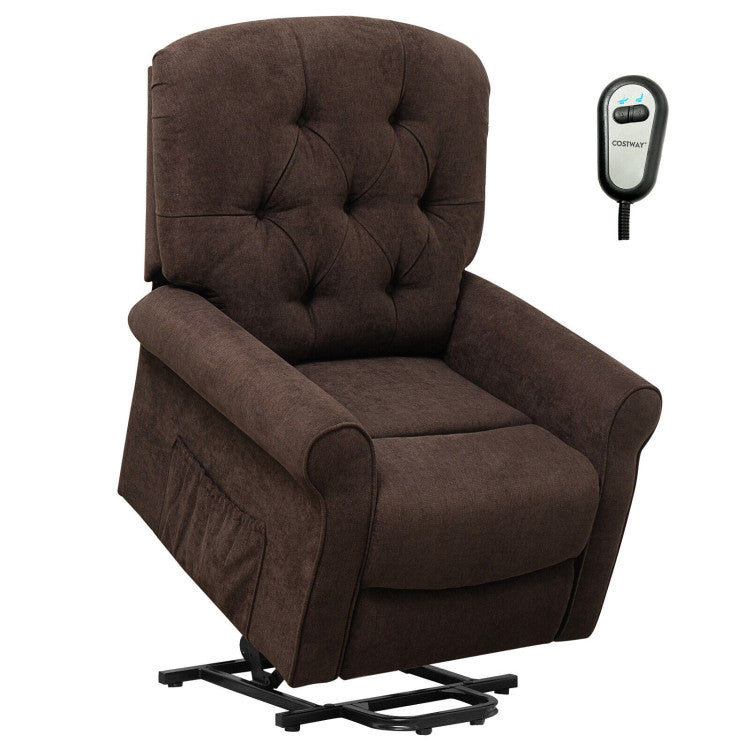 Power Lift Chair Electric Recliner Sofa with Adjustable Backrest Footrest and Side Pocket for Elderly